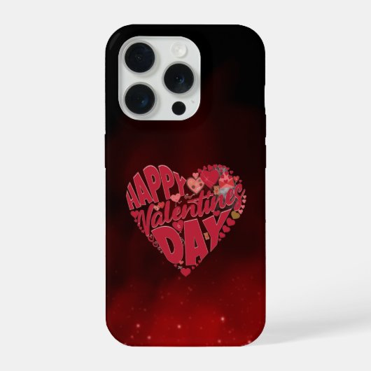Happy Valentine's Day Love Heart iPhoneケース (裏面)