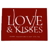 Happy Valentine's Day Love & Kisses Deep Red ラージペーパーバッグ (正面)