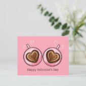 Happy Valentines Day Love Romance Heart Shaped Cup シーズンポストカード (スタンド正面)