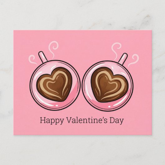 Happy Valentines Day Love Romance Heart Shaped Cup シーズンポストカード (正面)