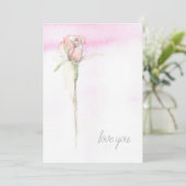 Happy Valentine's Day Love You Pink Stem Rose シーズンカード (スタンド正面)