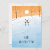 Happy Valentine's Day Lover Bunny Watercolor Heart シーズンカード (正面)