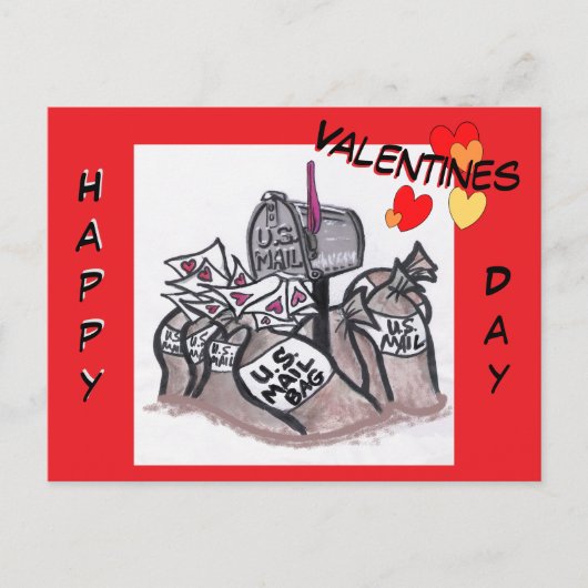 Happy Valentines Day Mail Cartoon Postcard シーズンポストカード (正面)