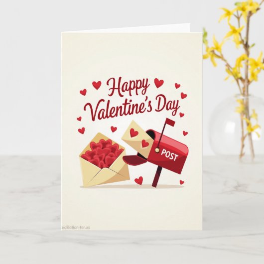 Happy Valentines Day Mailbox Card カード (黄色い花)