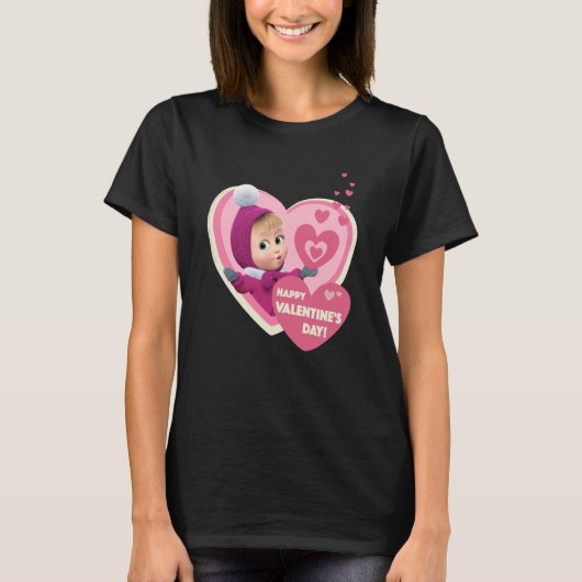 Happy Valentine's Day Masha and the Bear  1 Tシャツ (正面)