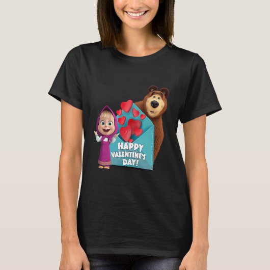 Happy Valentine's Day Masha and the Bear Tシャツ (正面)