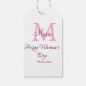 Happy valentine's day monogram pink name love girl ギフトタグ (裏面)