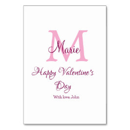 Happy valentine's day monogram pink name love girl テーブルナンバー