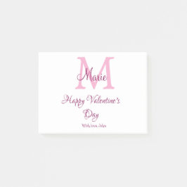 Happy valentine's day monogram pink name love girl ポストイット
