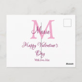 Happy valentine's day monogram pink name love girl ポストカード (裏面)