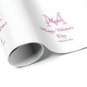 Happy valentine's day monogram pink name love girl ラッピングペーパー (ロールコーナー)