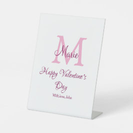 Happy valentine's day monogram pink name love girl 台座サイン