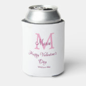Happy valentine's day monogram pink name love girl 缶クーラー (缶裏面)