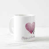 Happy Valentine's Day Mug With Floral Heart コーヒーマグカップ (正面左)