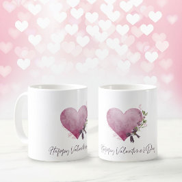 Happy Valentine's Day Mug With Floral Heart コーヒーマグカップ