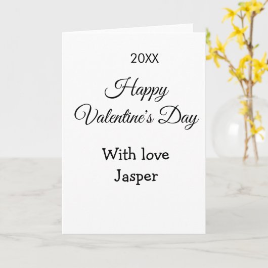 Happy Valentine's day name love simple year stylis カード (黄色い花)