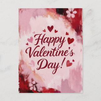 Happy Valentine's Day! Painted Brush Strokes シーズンポストカード