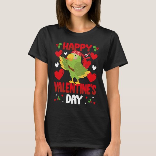 Happy Valentines Day Parrot Heart Love Animal Tシャツ (正面)
