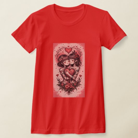 Happy Valentine's Day Personalized Gift Tシャツ (レイダウン)