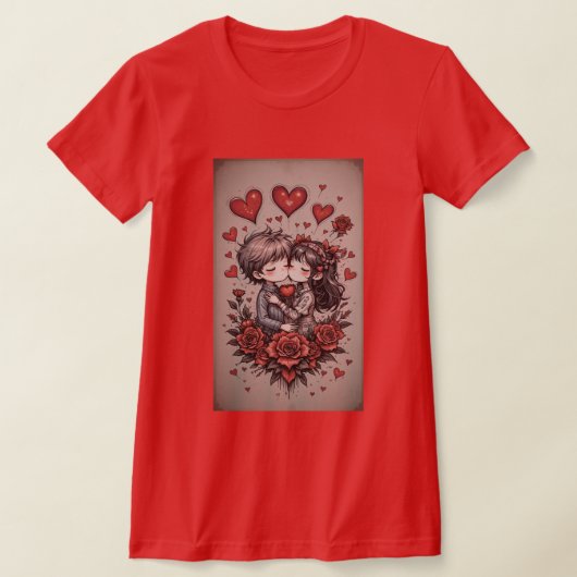 Happy Valentine's Day Personalized Gift Tシャツ (レイダウン)