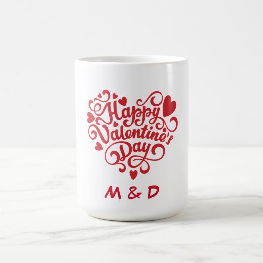 Happy Valentine's Day Personalized Monogram モーフィングマグカップ (中央)