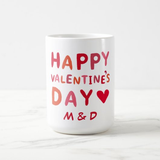Happy Valentine's Day Personalized Monogram  モーフィングマグカップ (中央)