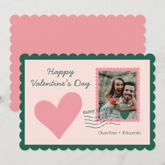 Happy Valentines Day Photo Love Mail 招待状 (正面/裏面)