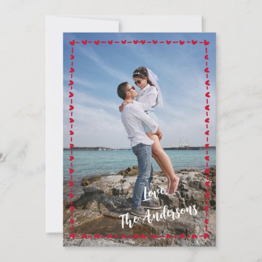 Happy Valentine's Day Photo Whimsical Heart Border シーズンカード (正面)