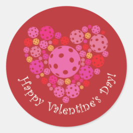 Happy Valentine's Day Pickleball Style ラウンドシール