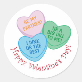 Happy Valentine's Day Pickleball Style-2 ラウンドシール