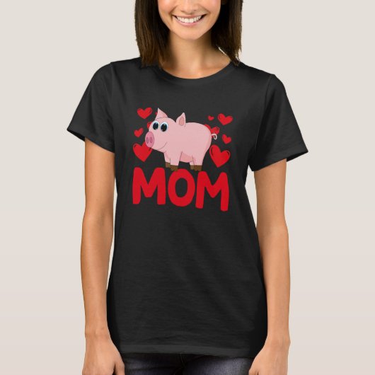 Happy Valentine's Day Pig Mom Mothers Day Valentin Tシャツ (正面)