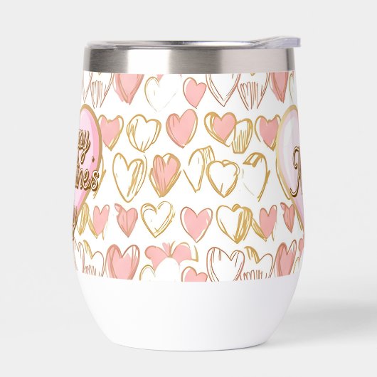 Happy Valentine's Day | Pink and Gold Hearts (左面)