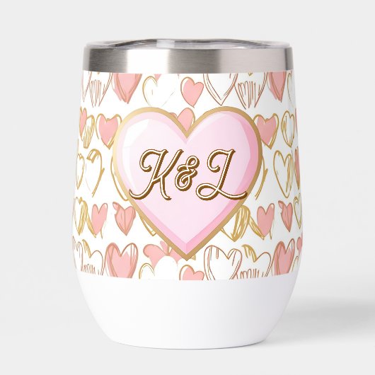 Happy Valentine's Day | Pink and Gold Hearts (背面)