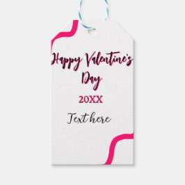 Happy Valentine's day pink black spiral bold lette ギフトタグ