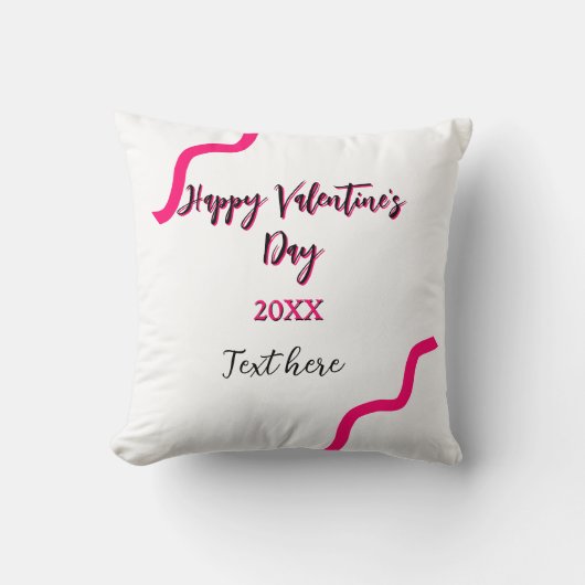 Happy Valentine's day pink black spiral bold lette クッション (正面)