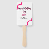 Happy Valentine's day pink black spiral bold lette ハンドファン (裏面)