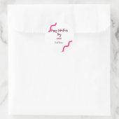 Happy Valentine's day pink black spiral bold lette ラウンドシール (バッグ)