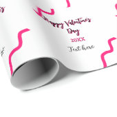 Happy Valentine's day pink black spiral bold lette ラッピングペーパー (ロールコーナー)