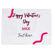 Happy Valentine's day pink black spiral bold lette ラージペーパーバッグ (裏面)