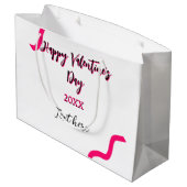 Happy Valentine's day pink black spiral bold lette ラージペーパーバッグ (裏面アングル)