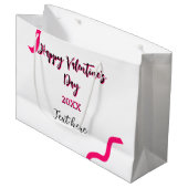Happy Valentine's day pink black spiral bold lette ラージペーパーバッグ (正面アングル)