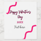 Happy Valentine's day pink black spiral bold lette ワインラベル (シングルラベル)
