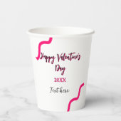 Happy Valentine's day pink black spiral bold lette 紙コップ (裏面)