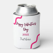 Happy Valentine's day pink black spiral bold lette 缶クーラー (缶正面)