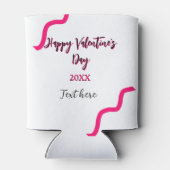 Happy Valentine's day pink black spiral bold lette 缶クーラー (裏面)