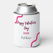 Happy Valentine's day pink black spiral bold lette 缶クーラー (缶裏面)