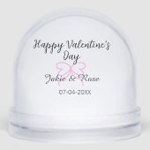 Happy Valentine's day pink heart bow name date sty (正面)