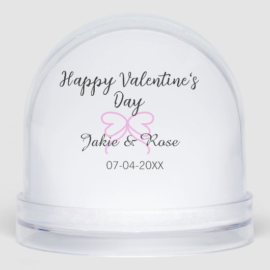 Happy Valentine's day pink heart bow name date sty (正面)