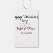 Happy Valentine's day pink heart bow name date sty ギフトタグ (裏面)