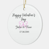 Happy Valentine's day pink heart bow name date sty セラミックオーナメント (左)